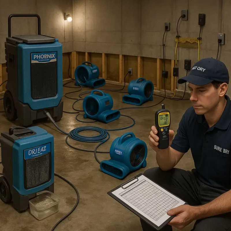 Structural Drying and Dehumidification process in Rockwell, NC